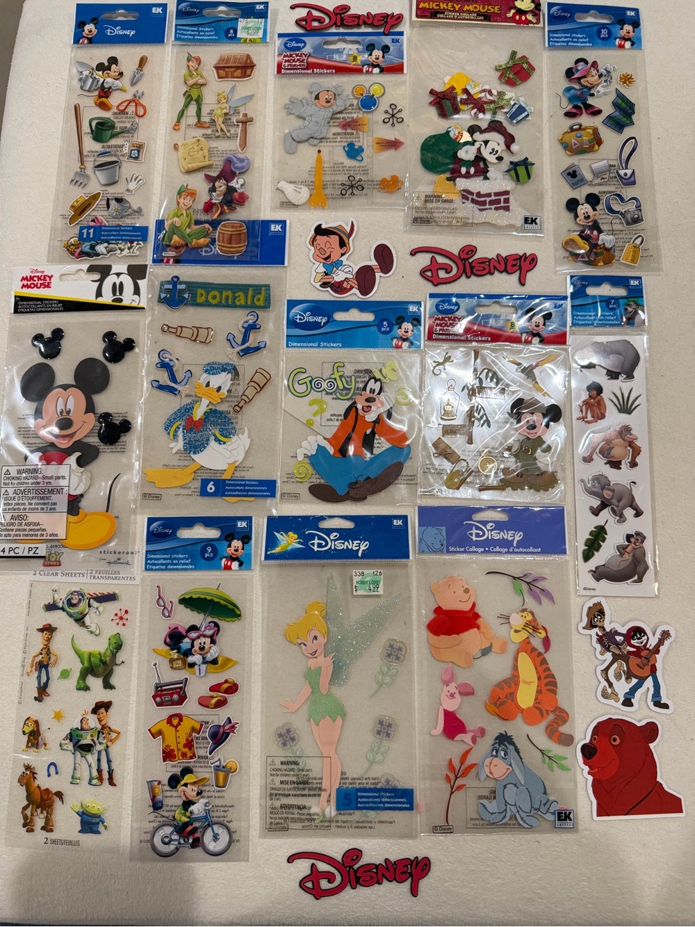 Disney Sticker scrapbooking stickers – many rare! Some movies, most characters!